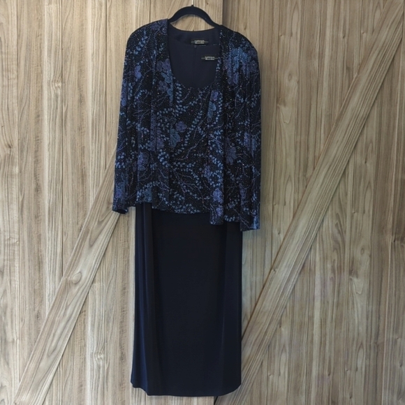 R & M Richards Woman Petite Mother of the Bride Dress w/Jacket Vintage Size 16WP - Picture 1 of 11